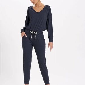 Navy Blue Long Sleeve Jumpsuit